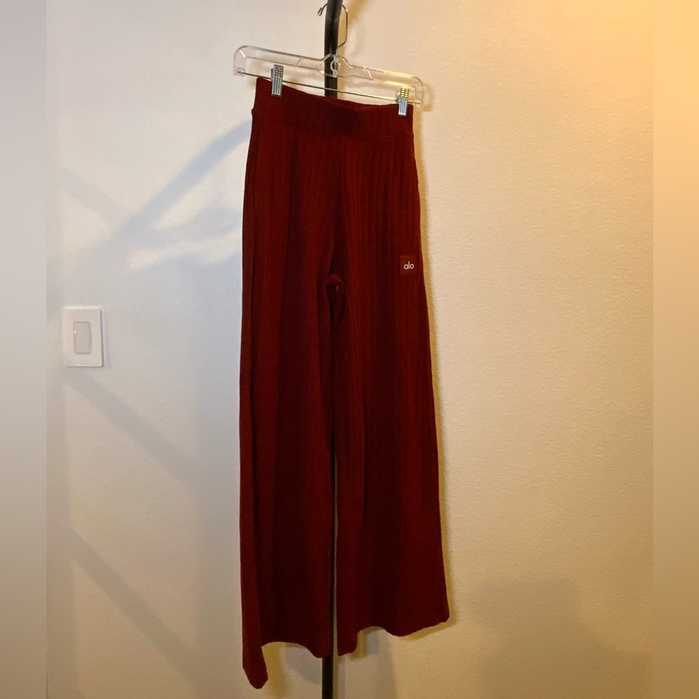ALO Yoga Burgundy Wide-Leg Trousers